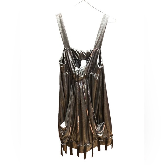 Great Gatsby Flapper Style Fringe Sequin Silver Pewter Grey Dress Sz M - Picture 1 of 7